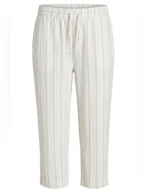 Sonoma Linen Cream Striped Drawstring Straight-wide Leg Pants